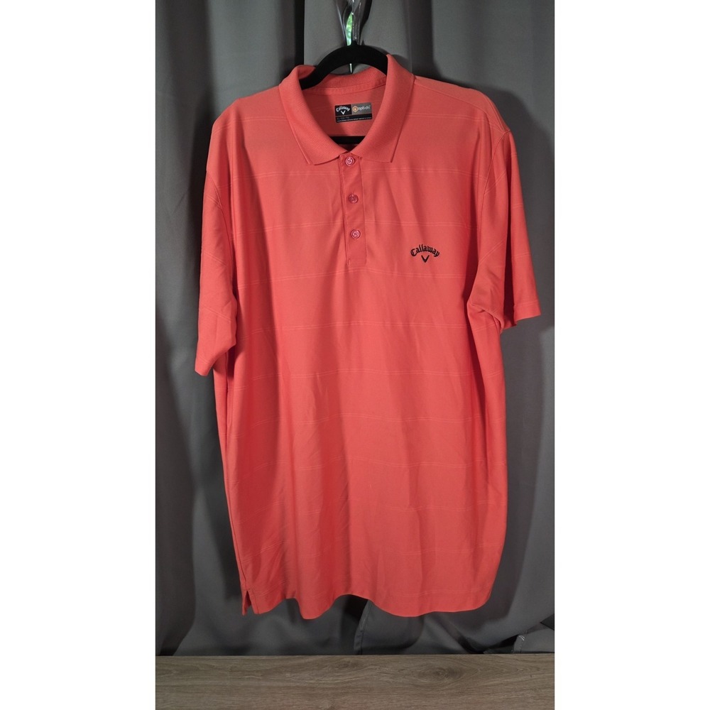 Callaway Opti-Dri Golf Men's Coral Textured Stripes Polo Shirt XL
